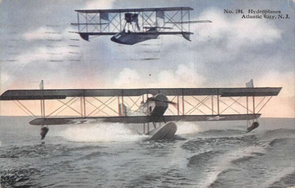 Atlantic City New Jersey Hydroplanes Seaplane Aviation Vintage Postcard AA93656