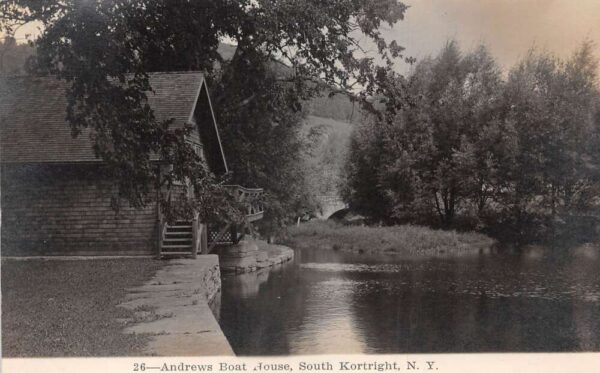 South Kortright New York Andrews Boat House Real Photo Vintage Postcard AA93672