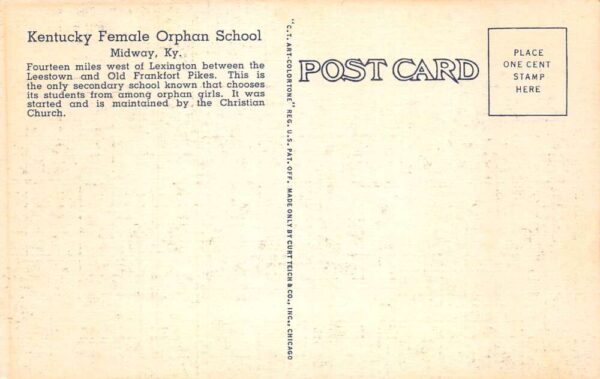 Midway Kentucky Female Orphan School Starks Hall Vintage Postcard AA93700 - Image 2