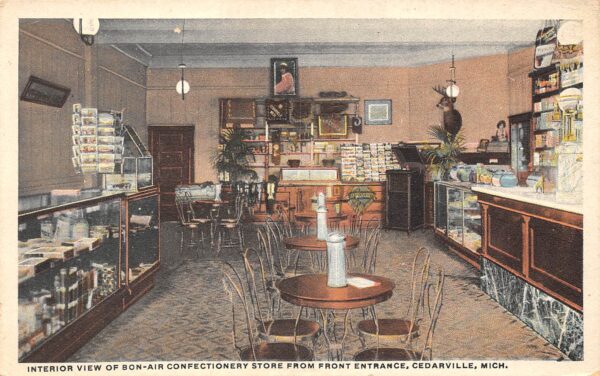 Cedarville Michigan Interior View, Bon-Air Confectionary Store, PC U22062