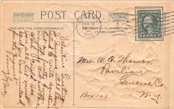 "A Valentine Reminder", Winsch Pretty Lady, Hearts & Love Letters, PC U22067 - Image 2