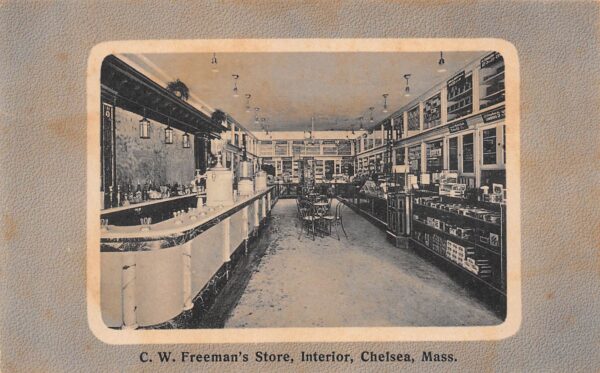 Chelsea Massachusetts C.W. Freeman's Store, Interior, Vintage Postcard U22076