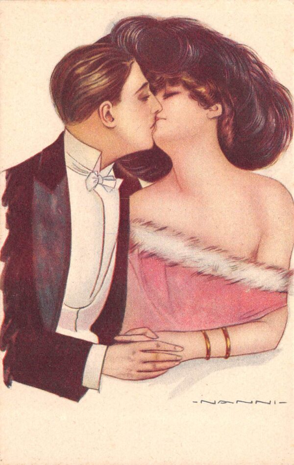 Artist Signed Nanni, Kissing Couple, Vintage Postcard U22080