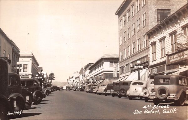 San Rafael California Street Scene, Drug Store, Real Photo, Vintage PC U22100