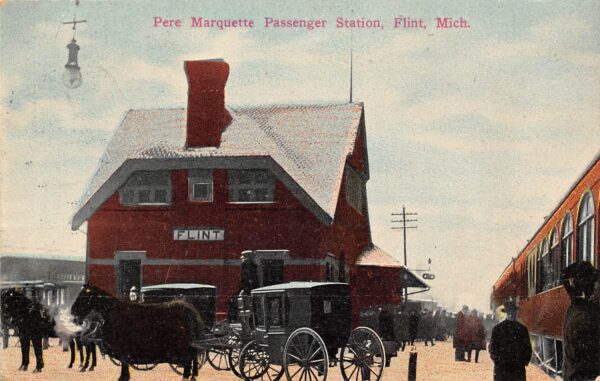 Flint Michigan Pere Marquette Passenger Station, Vintage Postcard U22110