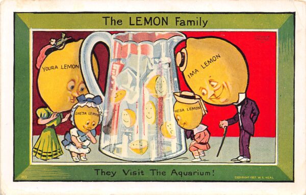 The Lemon Family, A Visit To The Aquarium, Heal's Postcard Vintage U22120