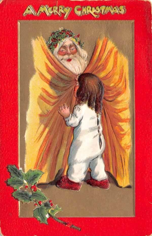 Tuck Published "Crimson & Gold Series, Gold Santa With Child, PC U22126