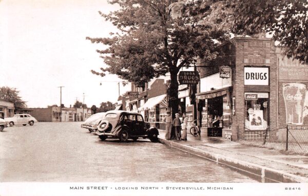 Stevensville Michigan Main St., Drug Store & Coca Cola Sign, PC U22140