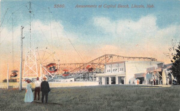 Lincoln Nebraska Amusements At Capital Beach, Color Lithograph, Postcard U22143