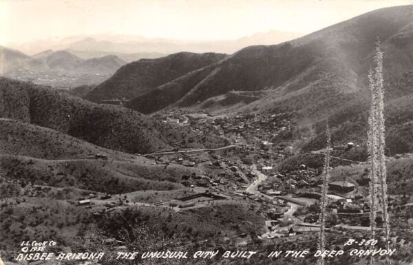 Bisbee Arizona Town View in The Canyon, Real Photo, Vintage Postcard U22153