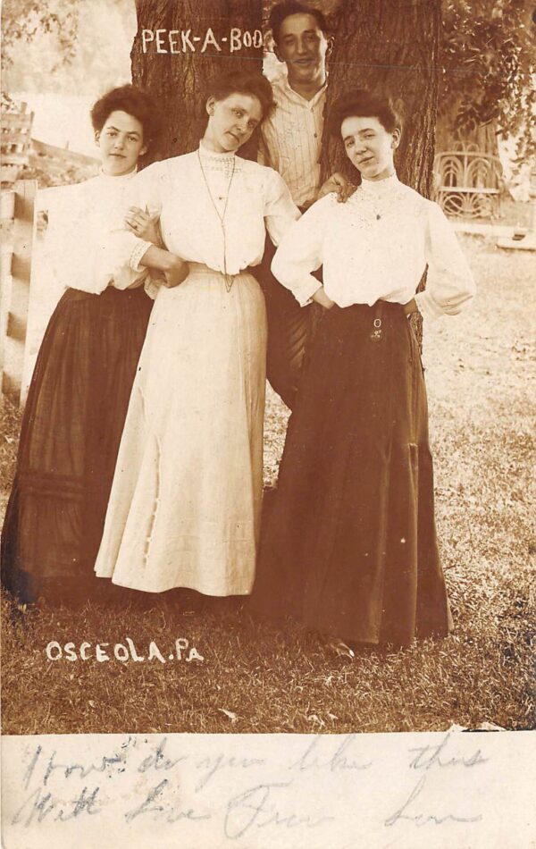 Osceola Pennsylvania Group Of Young Ladies & Man, Real Photo, PC U22156