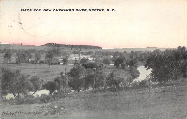 Greene New York Bird's Eye View Of Chenango River, Vintage Postcard U22160