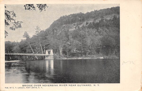 Guymard New York Bridge Over Neversink River, Undivided Back, Vintage PC U22161