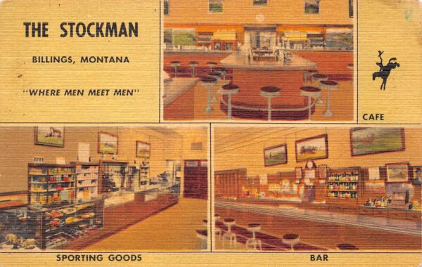 Billings Montana The Stockman Bar, Café & Sporting Goods, Vintage PC U22199