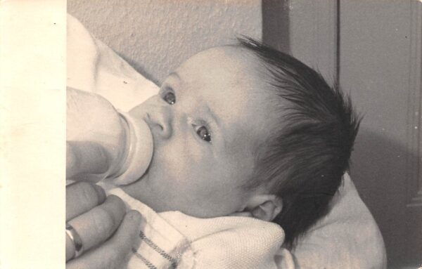 Baby Being Fed From Bottle, Real Photo Vintage Postcard U22204