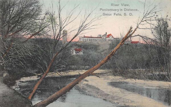 Sioux Falls South Dakota Penitentuary and River Scenic View Postcard AA93965