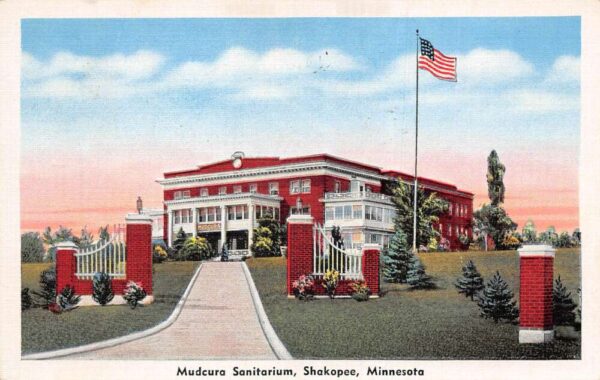 Shakopee Minnesota Mudcura Sanitarium Gates Vintage Postcard AA93979