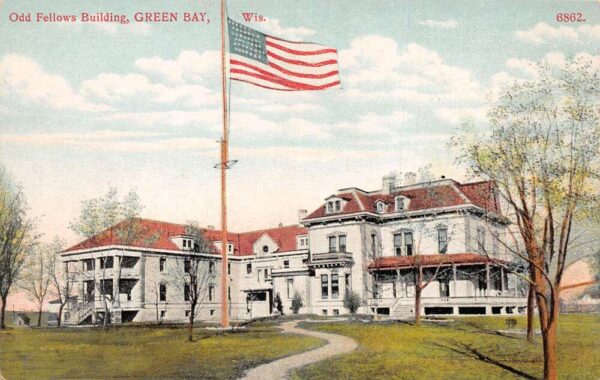 Green Bay Wisconsin Odd Fellows Home Birds Eye View Vintage Postcard AA93984