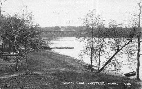 Linstrom Minnesota North Lake Scenic View Real Photo Postcard AA94478