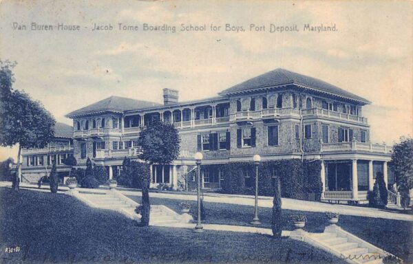 Port Deposit Maryland Jacob Tome School Van Buren House Vintage Postcard AA94491