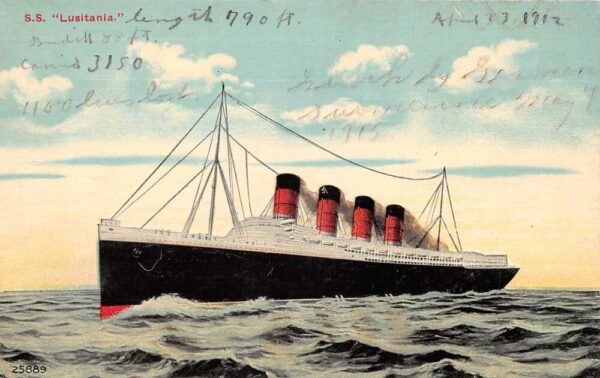 Cunard Line RMS SS Lusitania Steamer Vintage Postcard AA94526