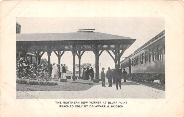 Bluff Point New York Northern New Yorker Train Station Depot Postcard AA94532