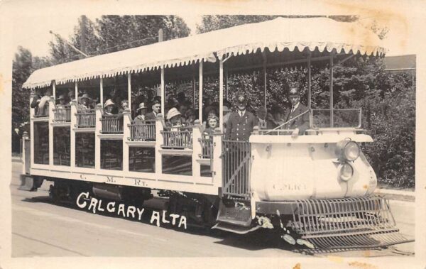 Calgary Canada Trolley Street Car Real Photo Vintage Postcard AA94539