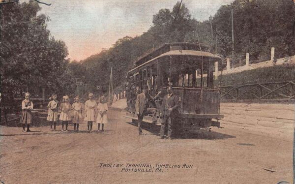 Pottsville Pennsylvania Tumbling Run Trolley Terminal Vintage Postcard AA94540