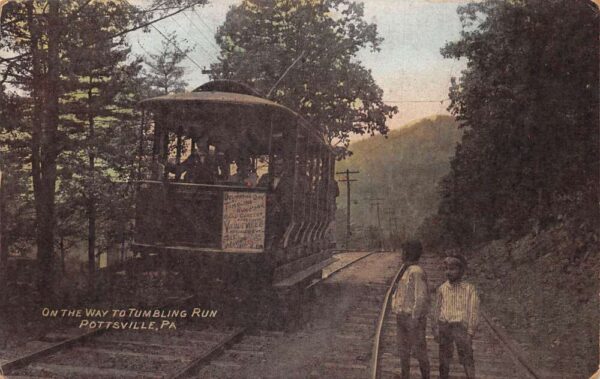 Pottsville Pennsylvania Trolley Street Car to Tumbling Run Postcard AA94541