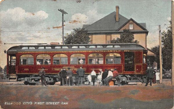 Ellwood City Pennsylvania First Street Car Trolley Vintage Postcard AA94546