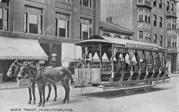 Middletown Ohio Rapid Transit Horse Drawn Trolley Vintage Postcard AA94549