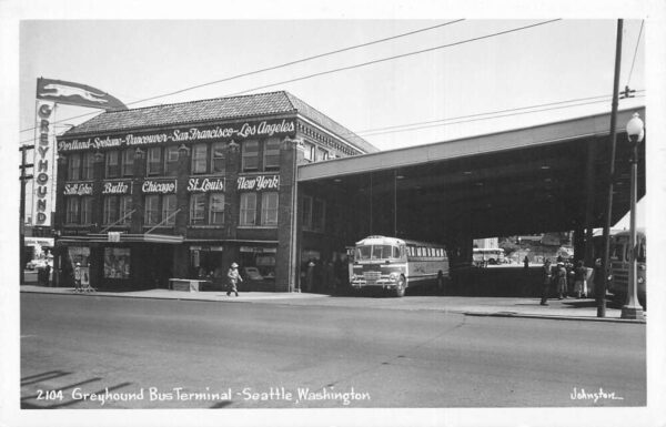 Seattle Washington Greyhound Bus Station Real Photo Vintage Postcard AA94555