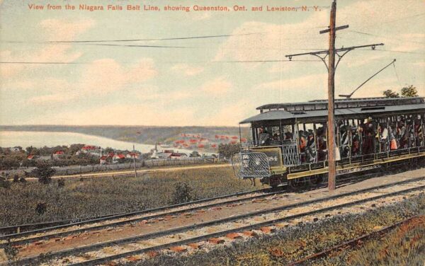 Queenston New York Lewiston Niagara Falls Blet Line Trolley Postcard AA94560