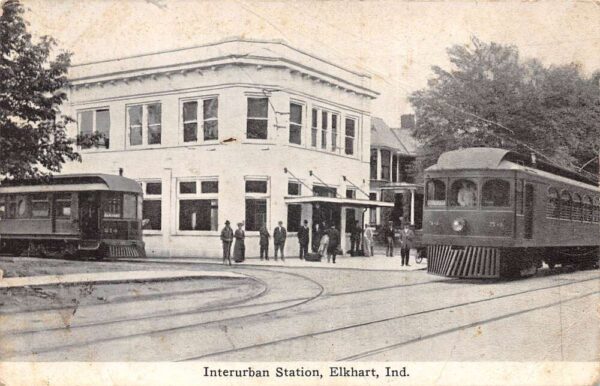 Elkhart Indiana Interurban Car Station Vintage Postcard AA94565