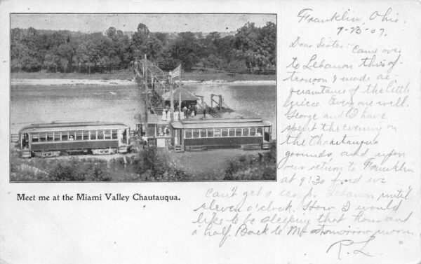 Franklin Ohio Miami Valley Chautauqua Trolley Station Vintage Postcard AA94572