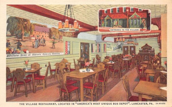 Lancaster Pennsylvania The Village Restaurant Dining Room Postcard AA94585