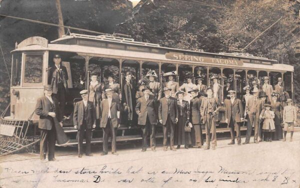 Tacoma Washington Sight Seeing Trolley Car Real Photo Vintage Postcard AA94594