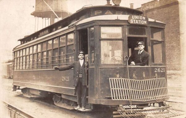 St Louis Missouri Union Station Trolley Street Car Real Photo Postcard AA94609