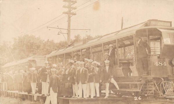 York Pennsylvania Trolley Street Car and Crowd of People Real Photo PC AA94613