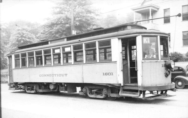 Connecticut State Street Trolley Street Car Real Photo Vintage Postcard AA94624