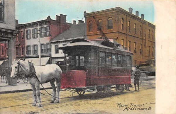 Middletown Ohio Rapid Transit Horse Drawn Trolley Vintage Postcard AA94625