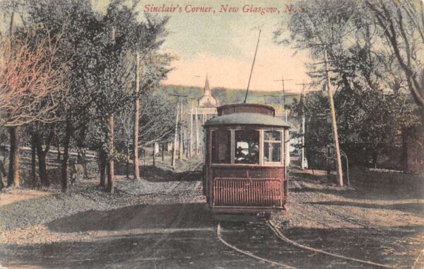 New Glasgow Canada Sinclair's Corner Trolley Car Vintage Postcard AA94630