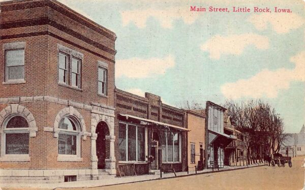 Little Rock Iowa Main Street First National Bank Vintage Postcard AA94640