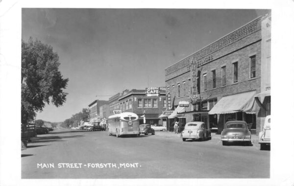 Forsyth Montana Main Street Bus Real Photo Vintage Postcard AA94647