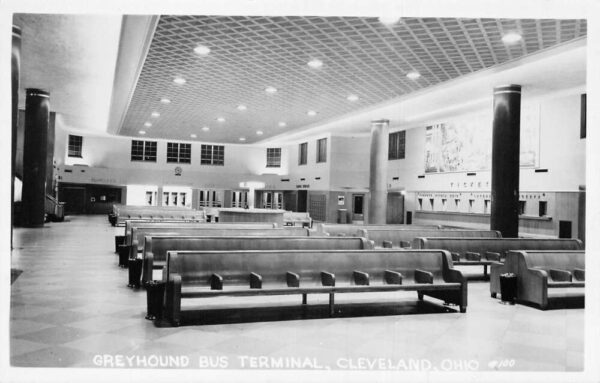 Cleveland Ohio Greyhound Bus Terminal Real Photo Vintage Postcard AA94653