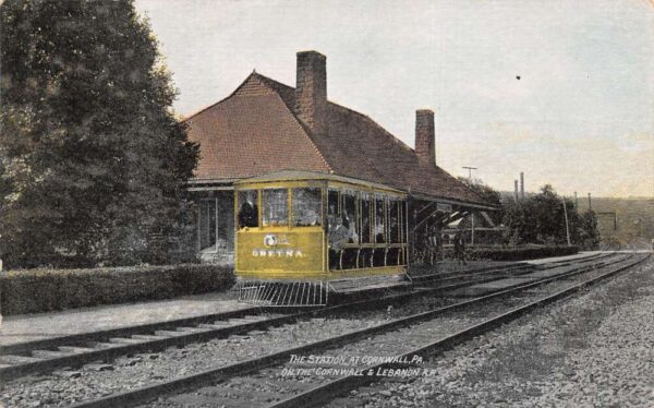 Cornwall Pennsylvania Cornwall Lebanon Railroad Station Trolley Car PC AA94657