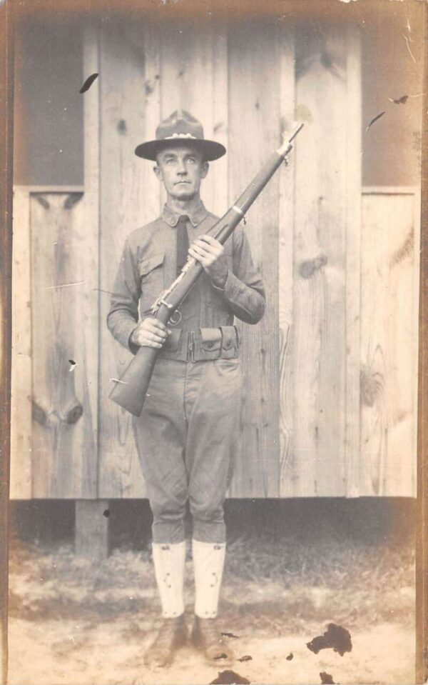 Chickamauga Park Georgia 52 Infantry Soldier with Gun Real Photo PC AA94855