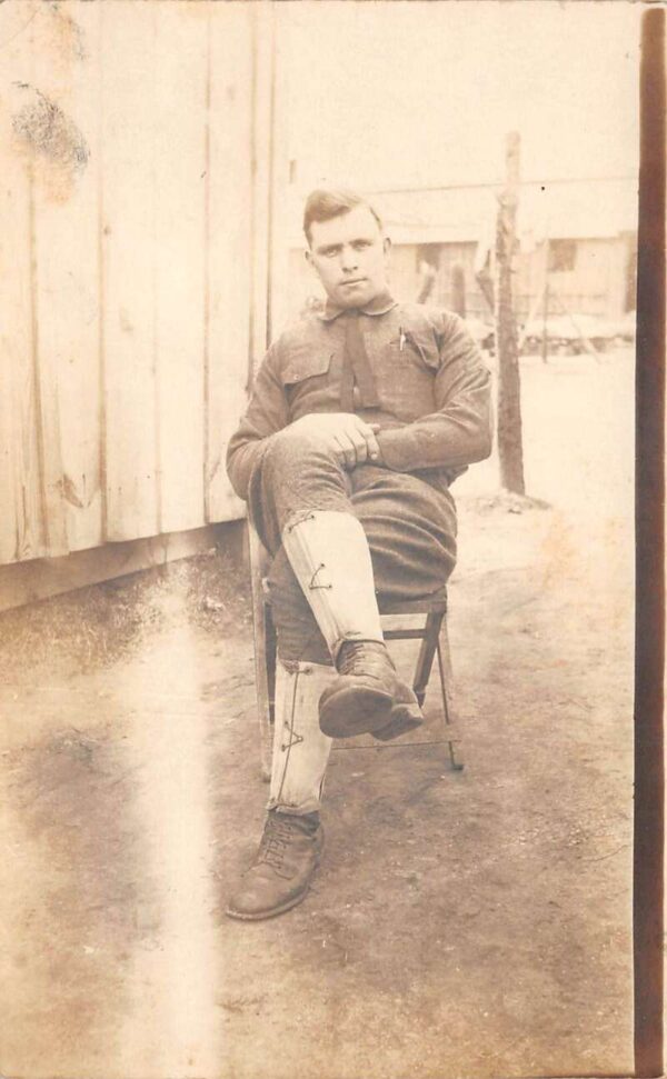 Chickamauga Park Georgia Soldier Sitting in Chair Real Photo Postcard AA94857