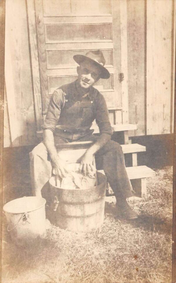 Chickamauga Park Georgia Soldier Washing Clothes Real Photo Postcard AA94859