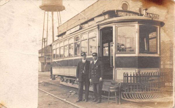 Detroit Michigan Sherman Trolley and Motormen Real Photo Postcard AA94864